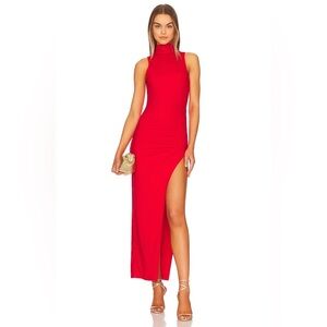 Women's Red High-Slit Sleeveless Maxi Dress